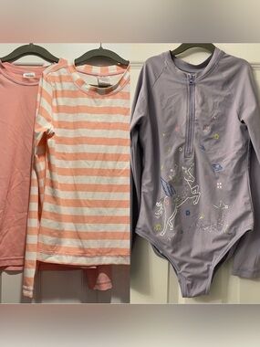 Hanna Andersson swim bundle 140cm - long-sleeve bathing suit & two rashguards